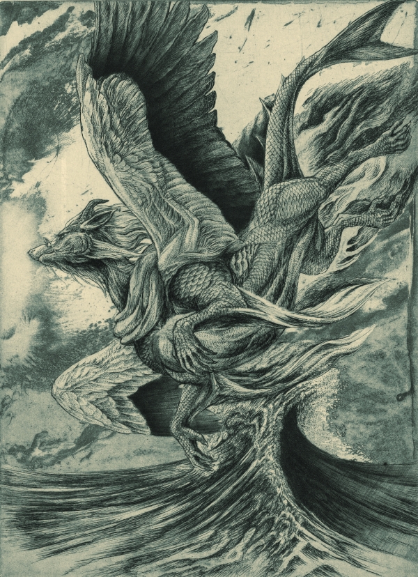 Nishimura Sayuri,<i>Between the Sky and Water,</i> etching, aquatint, 2022