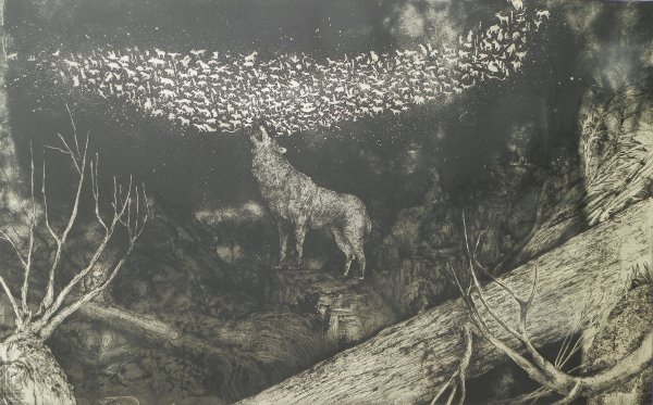 Nose Masaki, <i>The Travels of Lupo V: Roar,</i> etching, aquatint, 2021