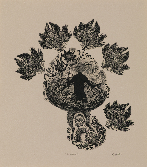 Junko Ogawa, “Saturn’s Flowers”  Wood engraving, 2020