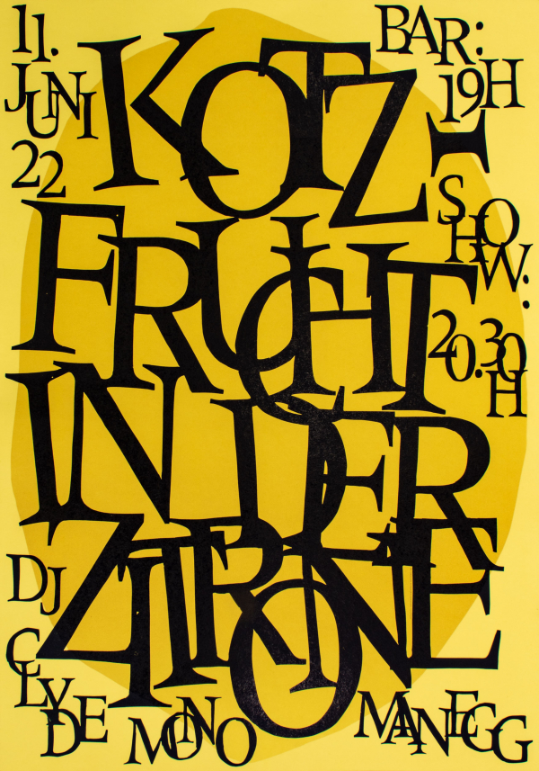 Kotzfrucht in der Zitrone（レモンの中の”吐くほど臭い果物”）／Kotzfrucht (Band), Glarus + Zitrone, Zurich, Switzerland（コァツフルト＋レモン）／ライブポスター／2022