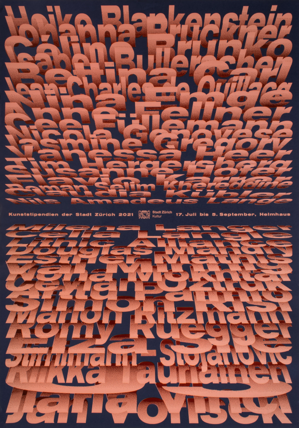 Kunststipendien der Stadt Zurich（チューリッヒ芸術奨学金）／Helmhaus Zürich, Zurich, Switzerland（チューリッヒ・ヘルムハウス）／展覧会ポスター／2021