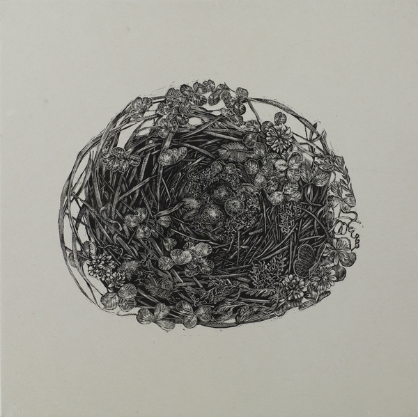 若月 陽子 《in the yard／nest ’20》 2020年 木口木版