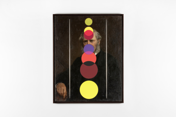 Money to Learn<BR><BR>Public education spending in developed nations as percentage of GDP, 1880-2000<BR><BR>Historic oil on canvas, with contemporary inserts, lacquered wood, 2023