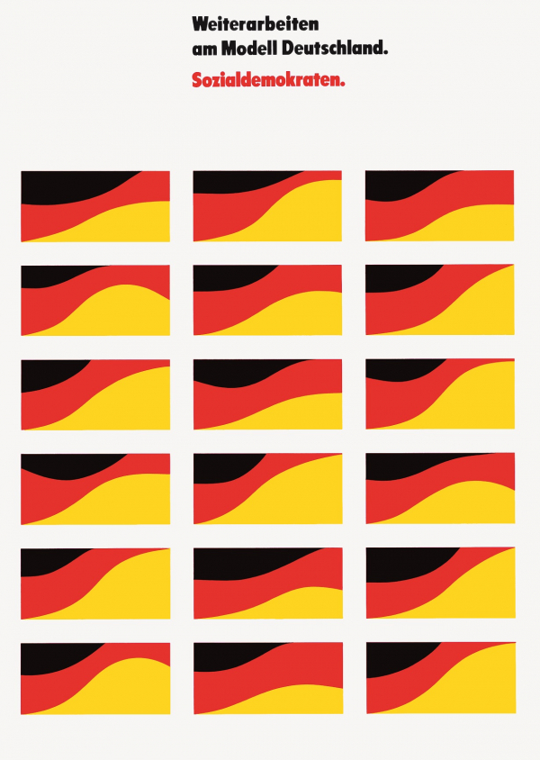 1976 · Helmut Schmid, ARE Düsseldorf · Continue working on the German model (SPD) · Poster, Sumi & Nicole Schmid Collection